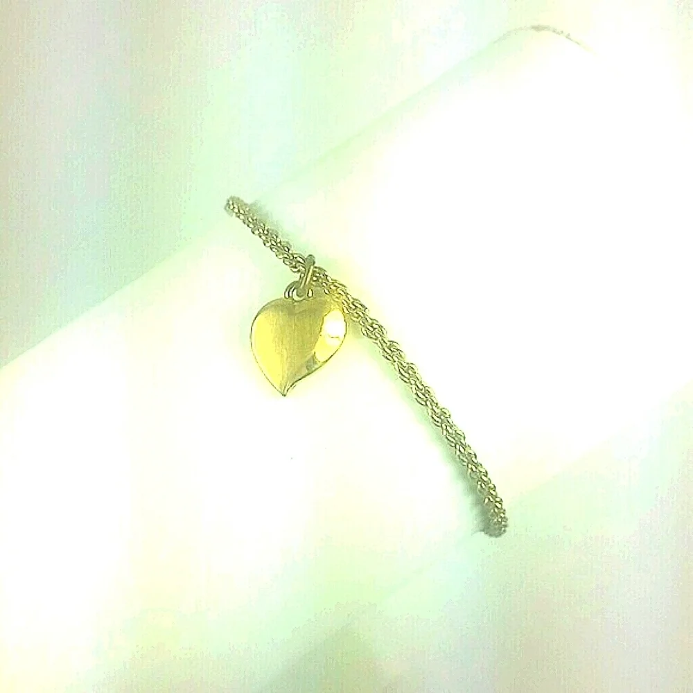 Bracelet Gold tone rope with chain heart charm